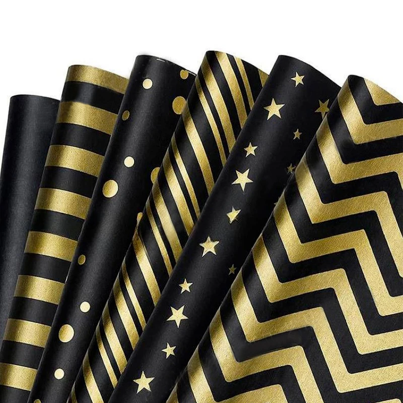 100Pcs Black Gold Printed Moisture-proof Paper Crafting Gift