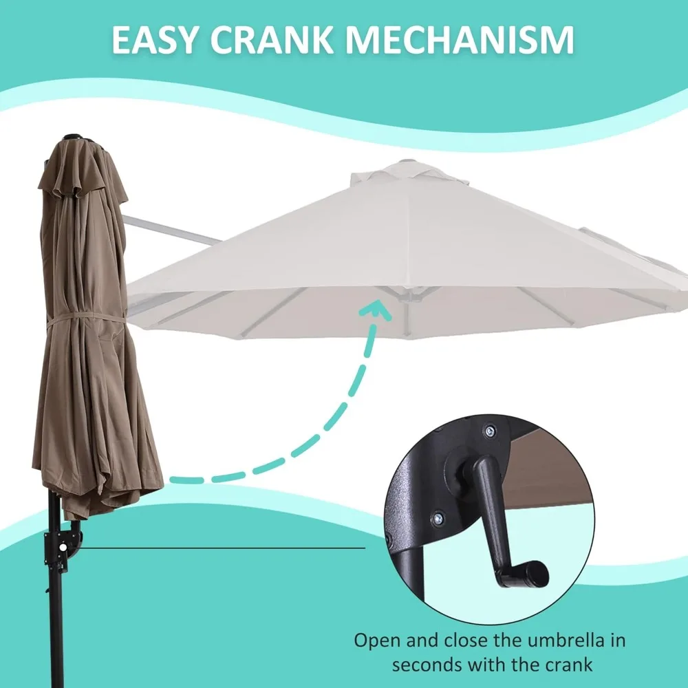 Patio Umbrella Double-Sided Outdoor Market Extra Large Umbrella with Crank, Cross Base for Deck, Lawn, Backyard an 6