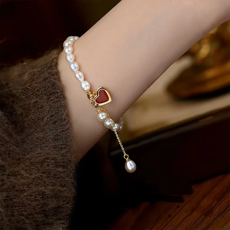 100% Natural Freshwater Pearl Romantic Love Heart Female Jewelry Set For Women Necklace Bracelet Birthday Gifts No Fade Cheap 4
