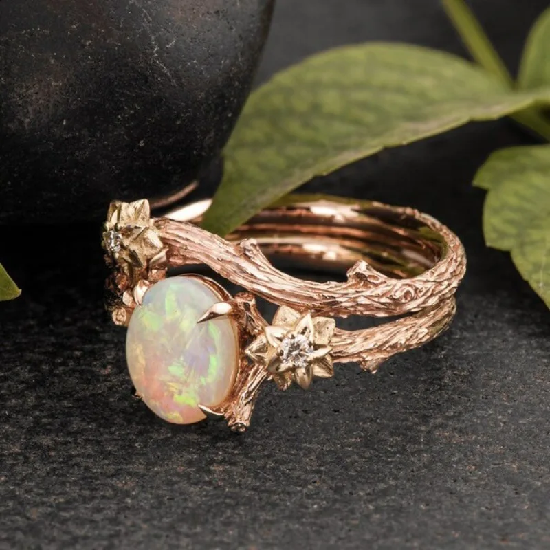 Luxury Rose Gold Color Inlaid with White Stone Rings Flower Round Fashion Party Engagement Wedding Rings for Women Jewelry 2