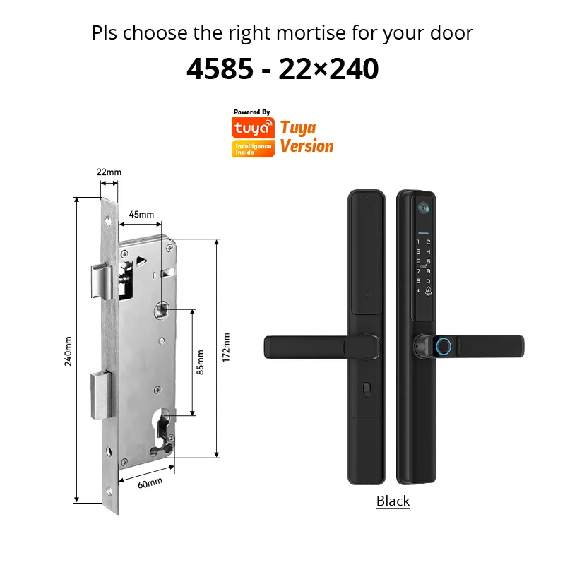 مقبض الباب الذكي بالبصمة (داخلي وخارجي مع كاميرا)