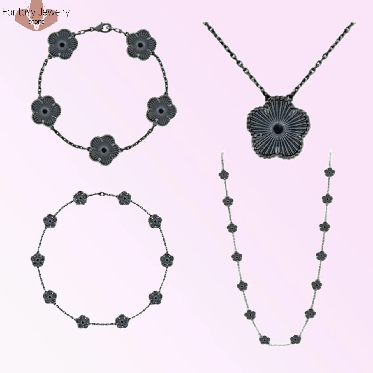 

Женский комплект из колье, серёг, браслета и кольца