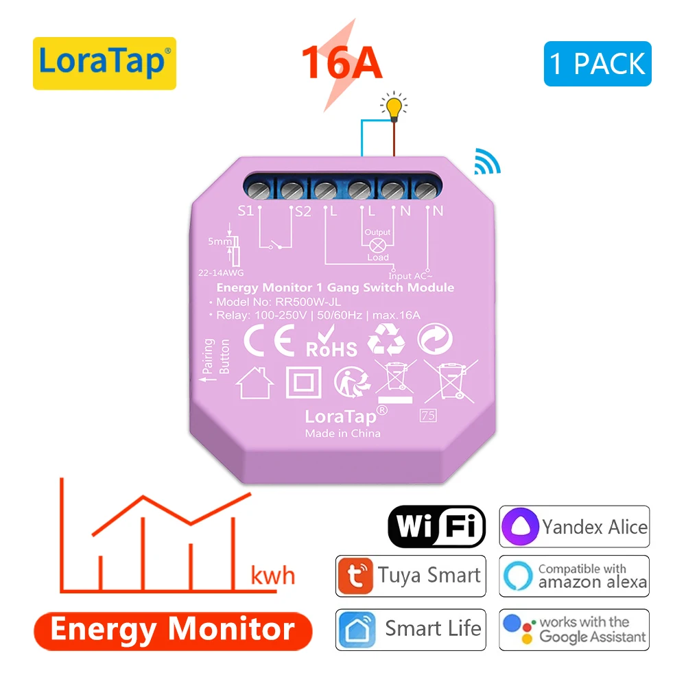 LoraTap Lot de ２ Interrupteur WiFi Alexa Sans Fil, Va et Vient Parallèle,  Récepteur 2300W 10A, Commutateur Connecté Intelligent, Commande à Distance  Par Téléphone, Relais Compatible avec Google Home : : Bricolage