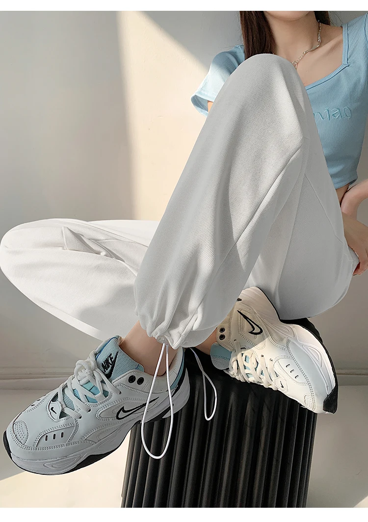 Drawstring Jogging Sweatpants Purple Stacked Basic Hip-hop Pants Women Baggy American Dance Sports Pant Spring Summer Joggers white capri pants Pants & Capris