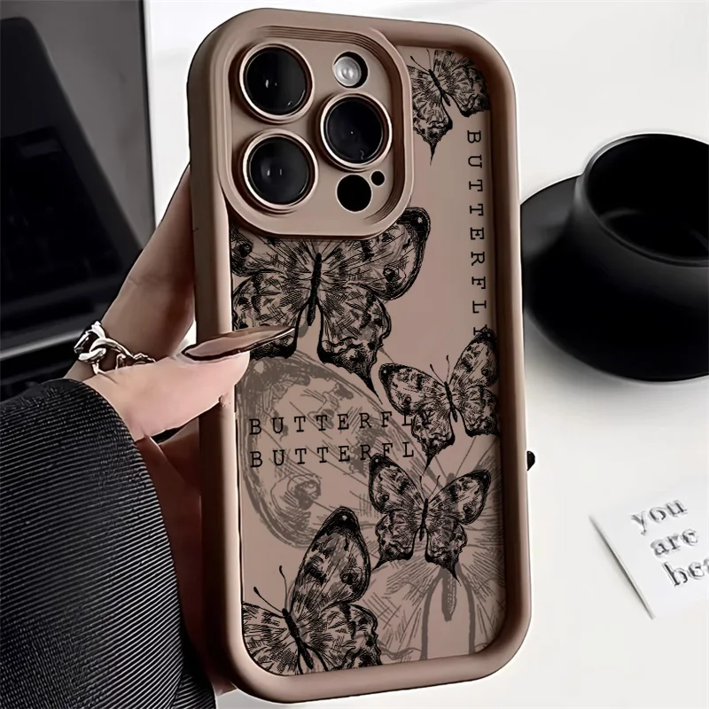 thumbnail image 1 of Black Butterfly Case For Realme C35 C53 C51 C55 C12 C11 C15 C20 C21Y C25 C30 Oppo A17 A16 A15 A53 A54 A55 A57 A58 Reno 8T Cover, 1 of 5