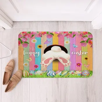 Easter Egg Door Mat Toddler Easter Decor Bathroom Rugs,Cartoon Rabbit Kawaii Carpet Non Slip Indoor Floor Mat For Living Room