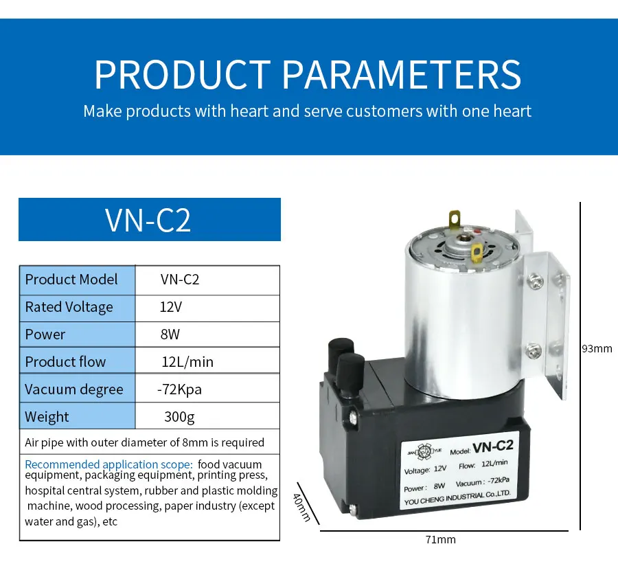 Negativa Pequena, DC 12V, 24V, VN-C2 com Motor De Escova