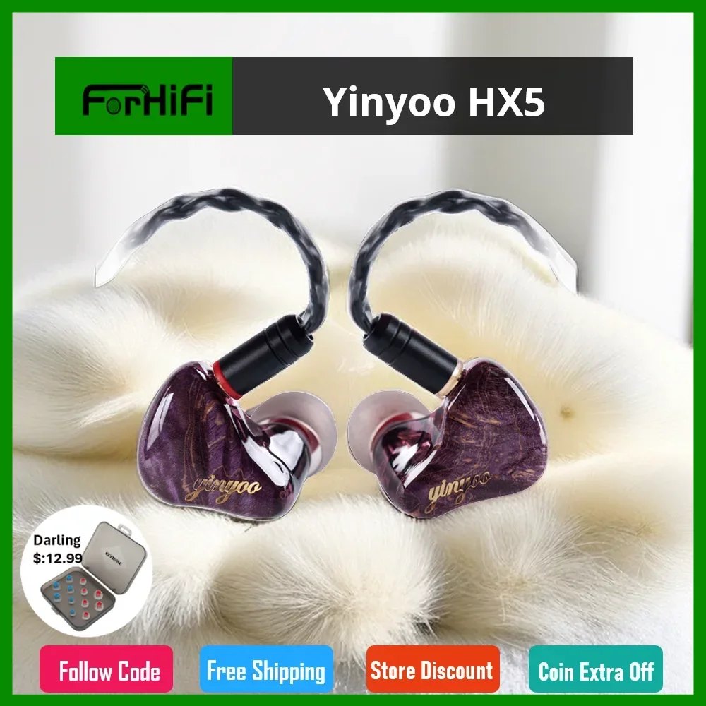 

Yinyoo HX5 4BA+1DD Hybrid 5 Unit In Ear Earphone HIFI DJ Monitor Earphone Earbud Headset With MMCX Detachable Cable