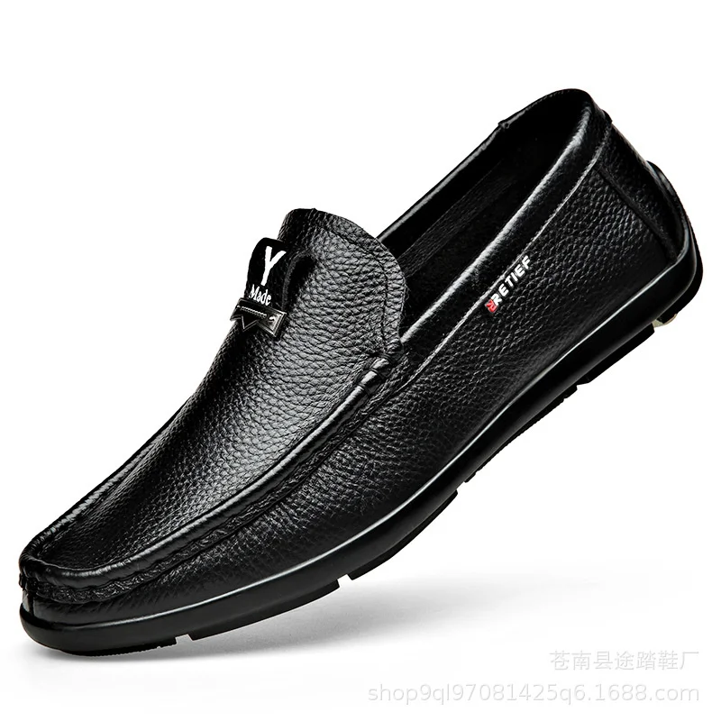 

Cowhide Men's Men Casual Shoes GENUINE LEATHER Walking Male Soft Sole Sapatillas Hombre Slip-On Breathable Boat Summer Loafers