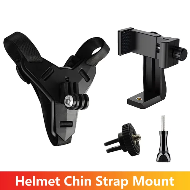 Motorcycle Helmet Chin Strap Mount Phone Clip Holder For GoPro insta360 Osmo SJCAM AKASO For iPhone Huawei Samsung Smartphones