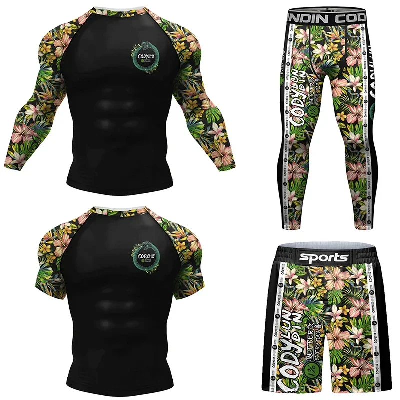 

Gym Clothing Sport Suit Men's Boxing Muay Thai Jiu Jitsu Tracksuit Running Training Rashguard Workout Fitness MMA BJJ Sportswear