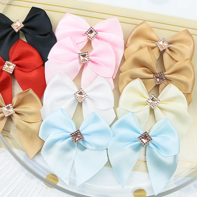 50PCS Ribbon Pink Bows Decoration Small Bowknot Gift For Flower Wedding