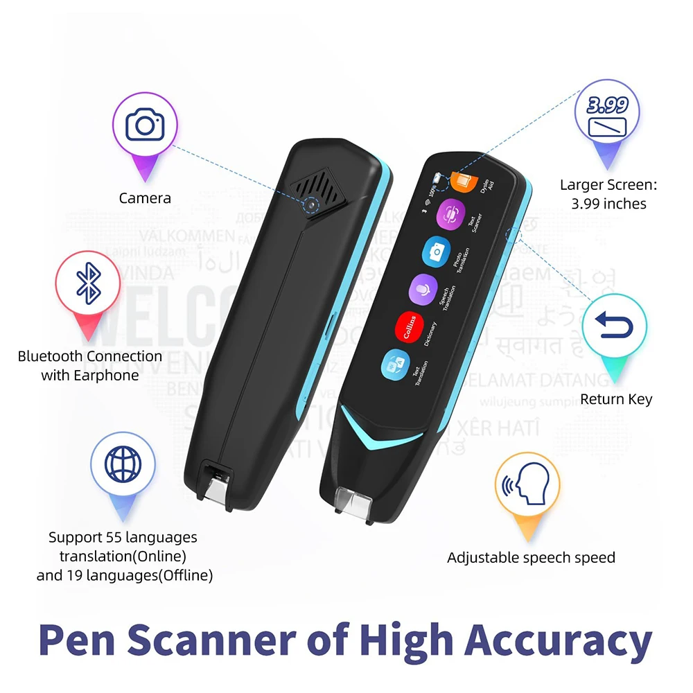 Translation Pen Reading Pen for Dyslexia Scan Reader Pen 4 Text to Speech Device Translator Photo Translation OCR 16GB Bluetooth Scanner