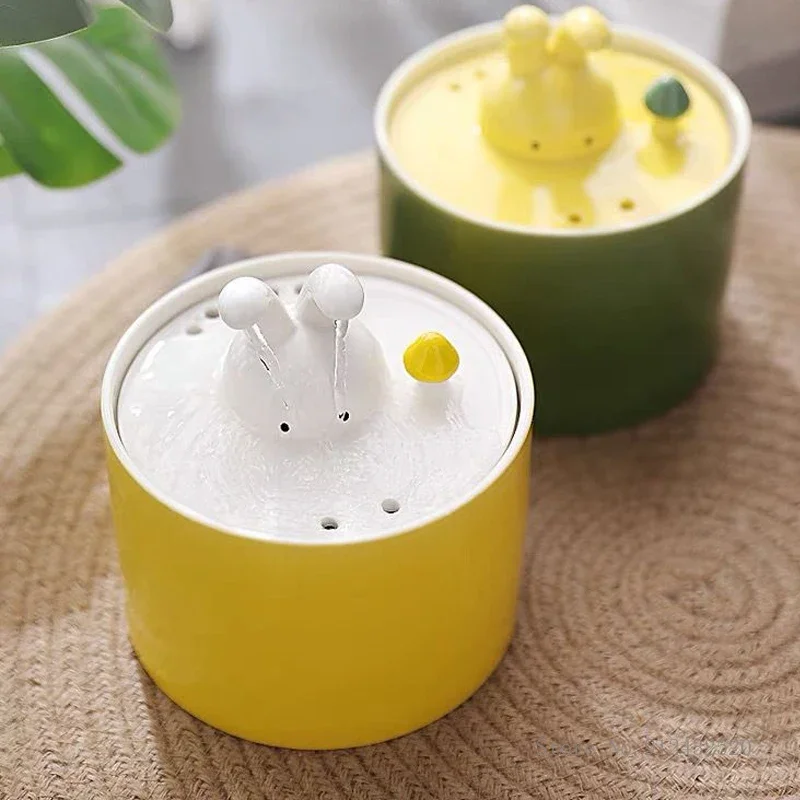 Creative Automatic Circulating Water Dispenser for Pet Food, Ceramic Flow, Silent, Rabbit Shaped Cat Bowl, Pet Supplies, 1Pc