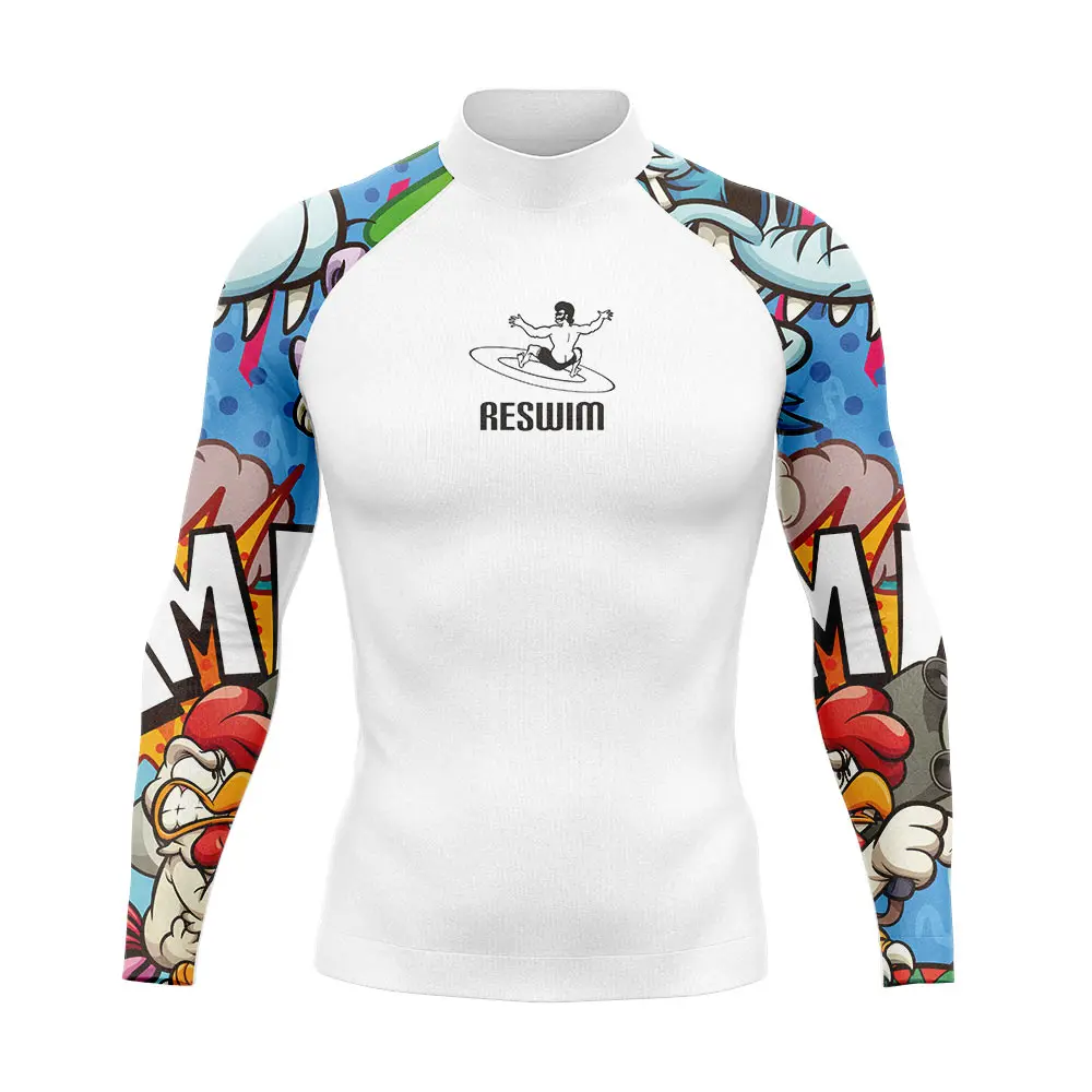 2024 Men's Swimsuit Rash Guards Surfing Diving Suit Long Sleeve T-shirts Swim UV Protection Swimwear Swimming Tight Gym Clothes
