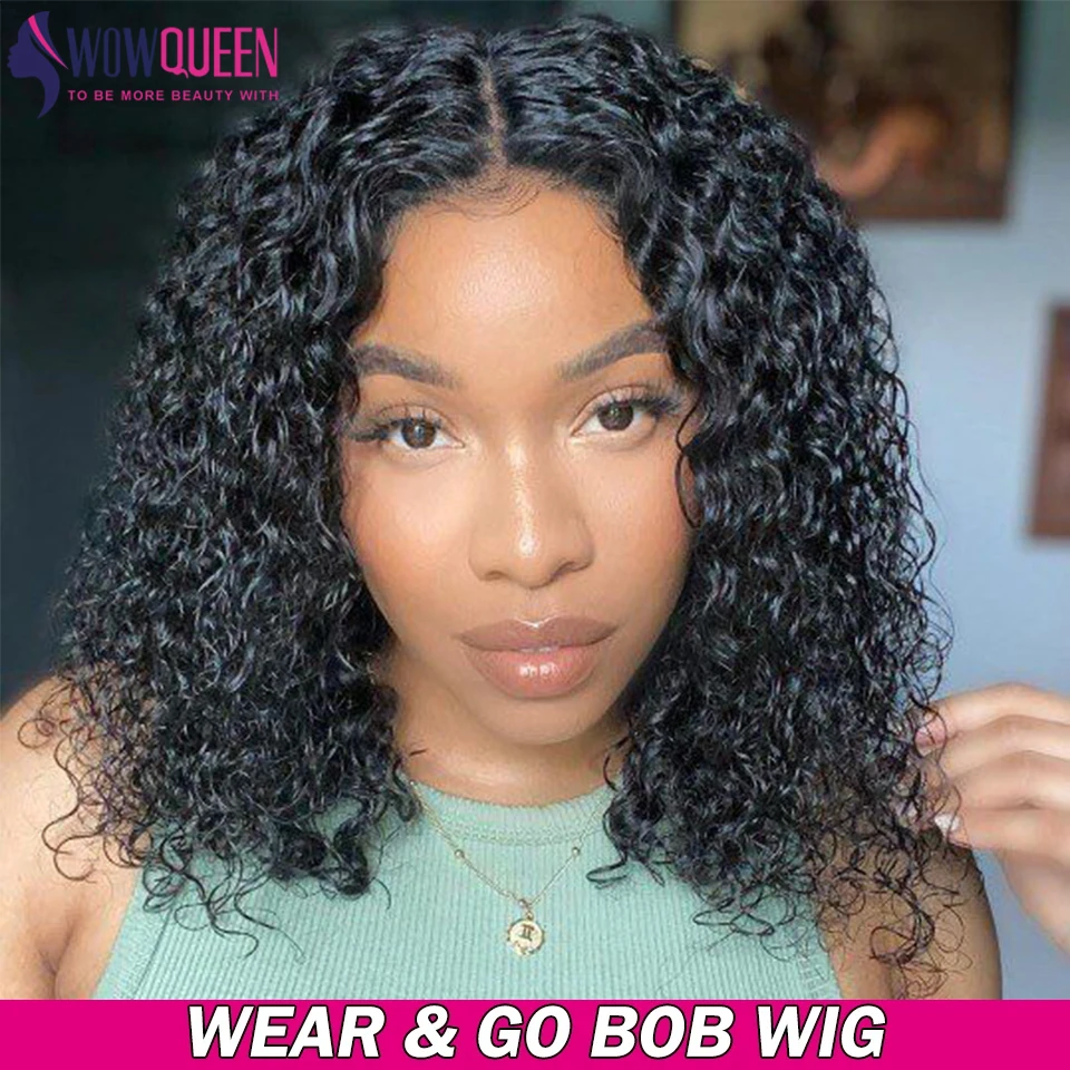 200 Densità Water Wave Bob Parrucche Glueless Parrucca Capelli Umani Pronti Da Indossare E Andare Pre Cut Pre Pizzicato 4 X4 Chiusura Parrucca Parrucc