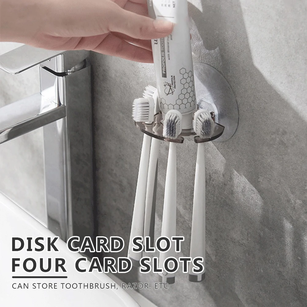 Toothbrush Holder Punch-free Wall-mounted Toothpaste Storage Rack Bathroom Accessories Multi-color toothbrush holder