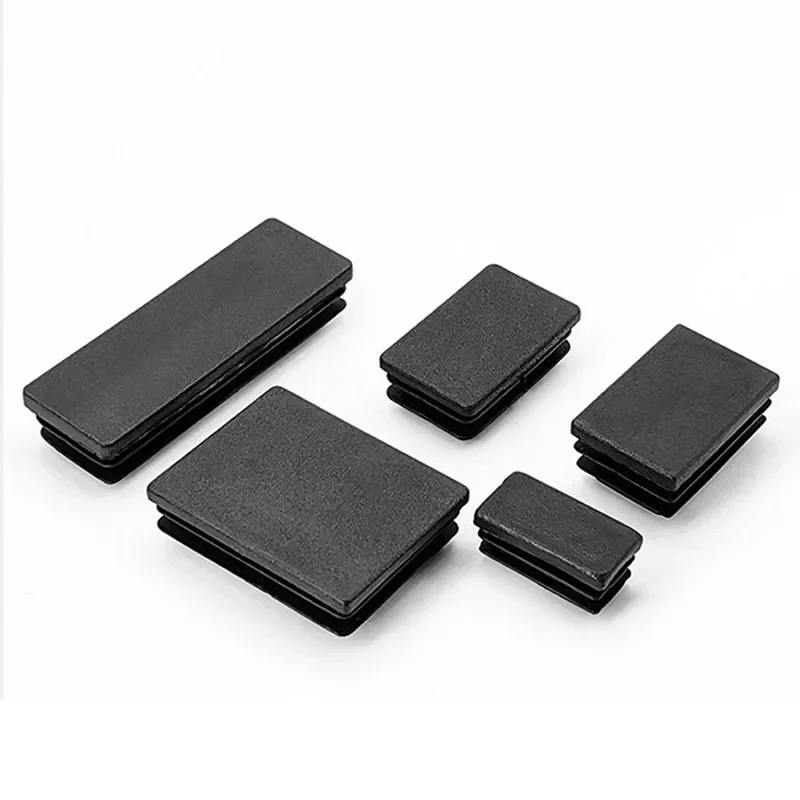 Black Rectangular Plugs Pipe Tube Cap Plastic Tubing End Cap Insert Blanking Stopper 10 13 15 20 25 30 35 40-100mm 1/4/10/50pcs plastic pipe caps