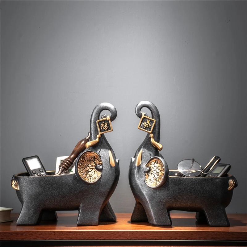 

Новый китайский стиль слон фэн-шуй на удачу пара изделий ручной работы