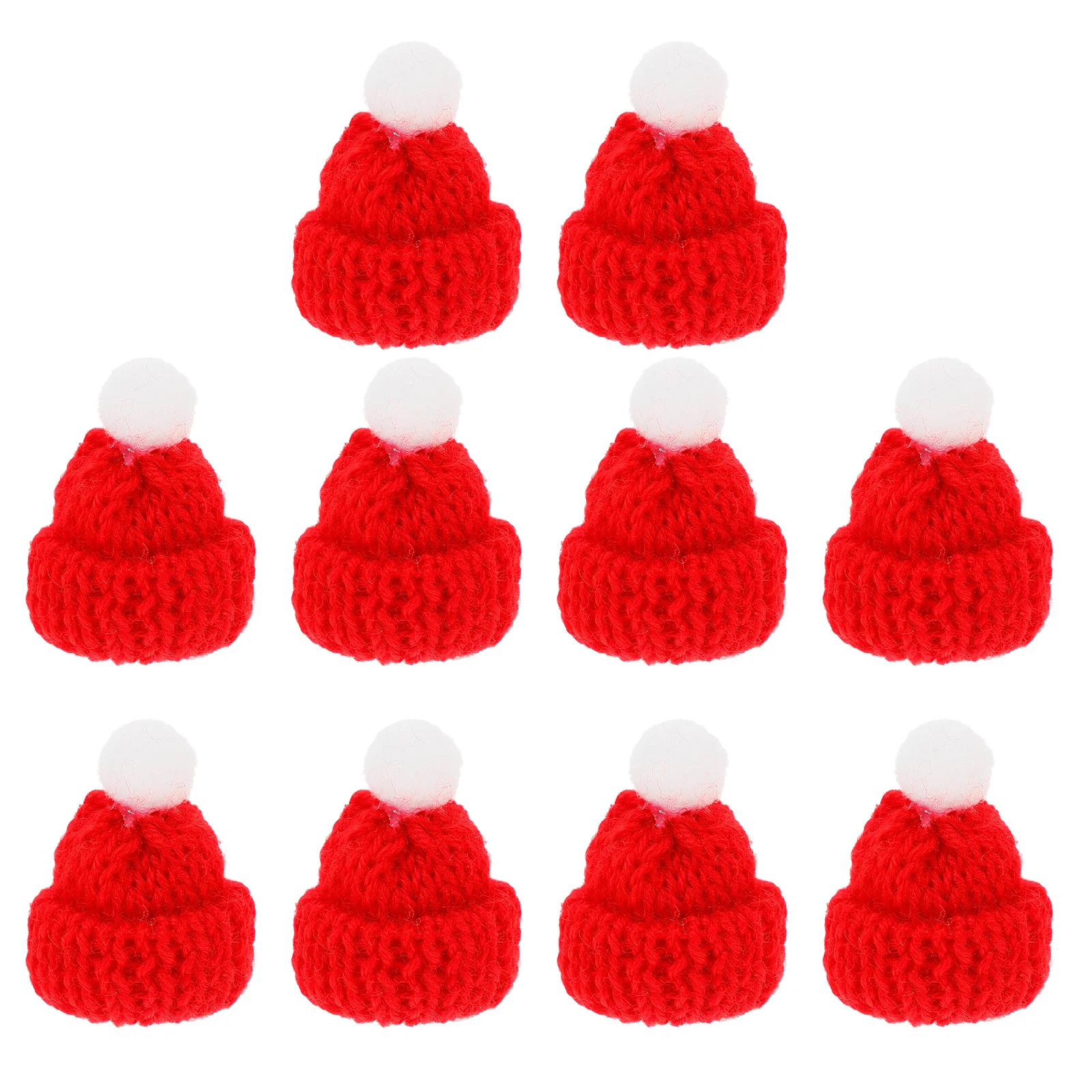Christmas Beanie Hat 10PCS Mini Santa Hat Lollipop Wine Bottle DIY Xmas Christmas Hats Knitted Party Favors DIY Handmade Accessory