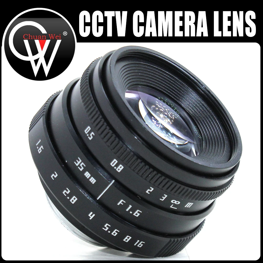 New 35mm TV Lens F1.6 C Mount camera CCTV Lens for M4/3 / MFT Mount CCTV Camera & Adapter FUJIAN Camera