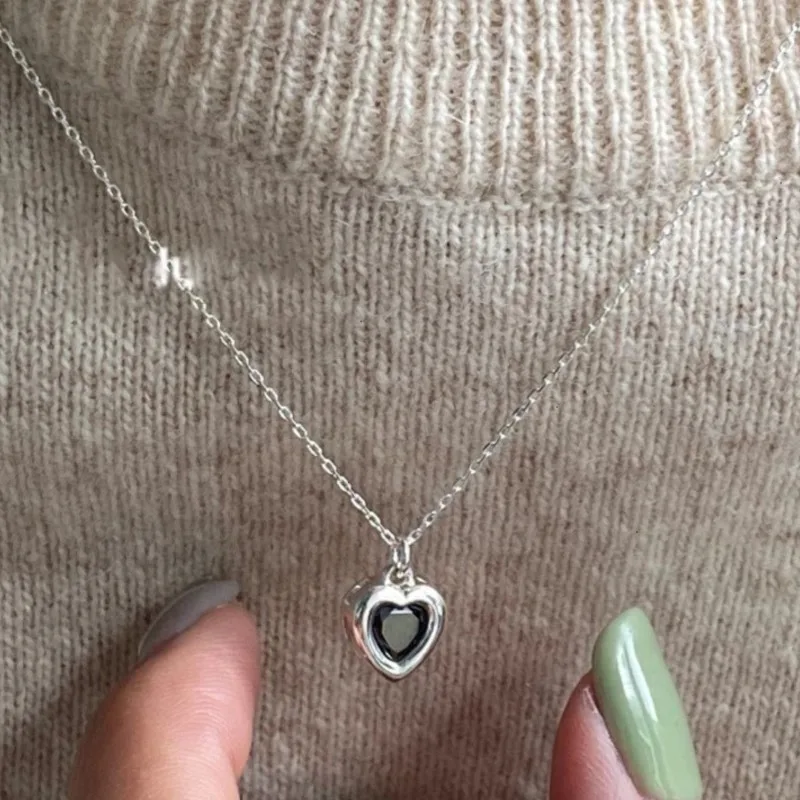 Silver Color Creative CZ Heart Pendant Necklace for Women Exquisite Temperament collar Necklaces Party Jewelry Gifts