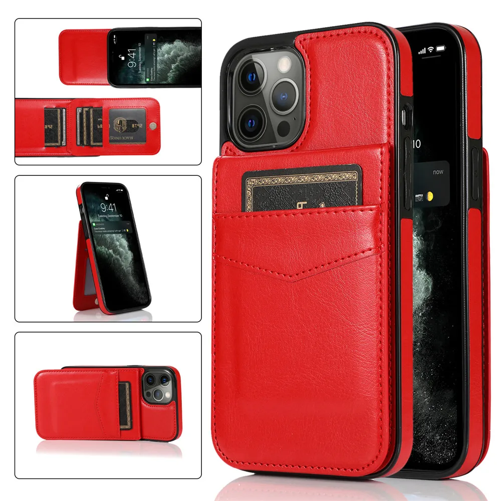 Elegant Leather Stand Wallet Case - Premium Shockproof Fashion Cover