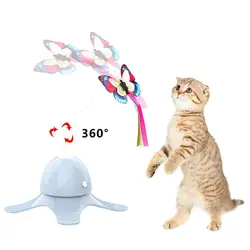Jouet électrique rotatif pour chat, papillon scintillant, accessoire amusant pour chien, outil d'entraînement de l'intelligence pour animal de compagnie, chaton, jouets interactifs pour chat 