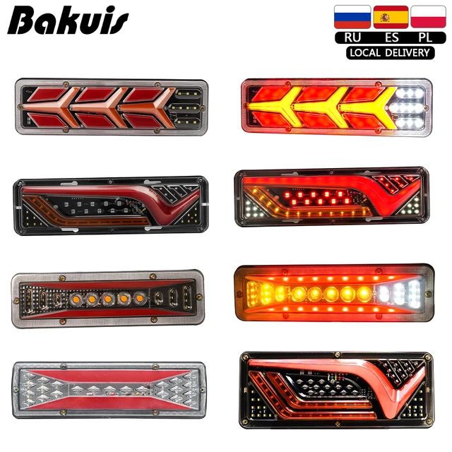 Feu arrière LED 12V/24V pour camion, 2 pièces, clignotant, signalisation de  freinage et de recul, pour remorque, camion, Bus, camping-car, caravane,  RV, tracteur - AliExpress