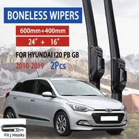 For Hyundai i20 PB GB 2010-2019 Car Windshield Wiper U-type Soft Rubber Frameless Bracketless Car Wipers 24"+16" 1
