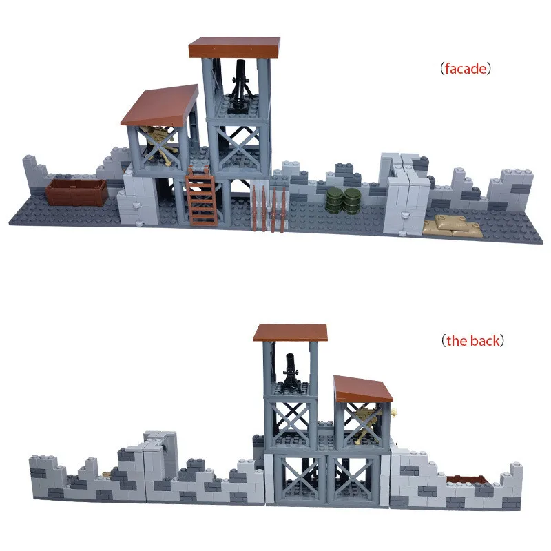 

MOC Parts WW2 Fortress Sentry Tower Base Military Building Blocks Army Soldier DIY Scenes Bricks Pack Construction Toy Boys Gift