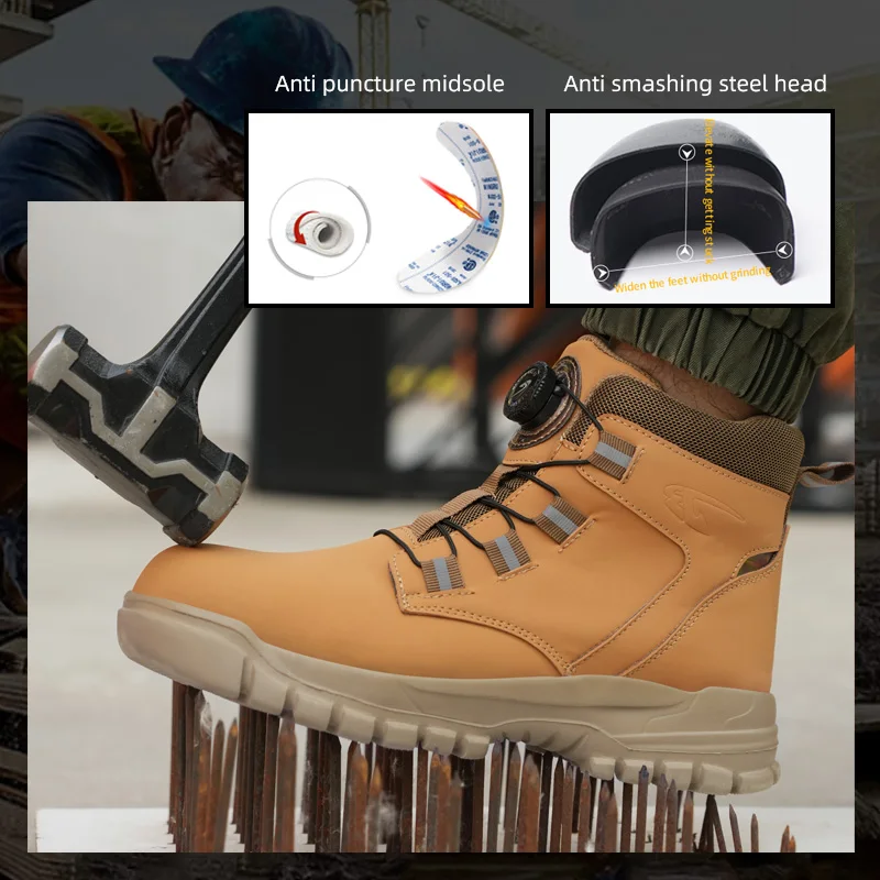 حذاء أمان رجالي ذو مقدمة صلبة، مقاوم للسحق والثقب،...