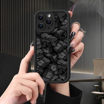 Banknote pattern phone case with soft silicone case for iPhone 16, iPhone 15 14 13 12 11 Pro Max XS X XR 7 8 15 16 Plus 2
