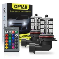 2pcs LED Fog Light H8 H11 H3 H7 5050SMD 9005 Hb3 H27 880 881 RGB Colorful 5050 H1 Bulbs Car Front Fog Lights Remote 12V White - Image 2