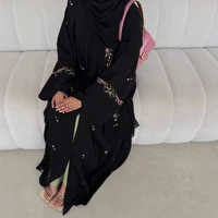 Ensemble de 2 pièces Abaya et Hijab brodés, robe musulmane pour femmes, Abayas de luxe de Dubaï, vêtements islamiques, robe Kaftan, Ramadan, Eid 5