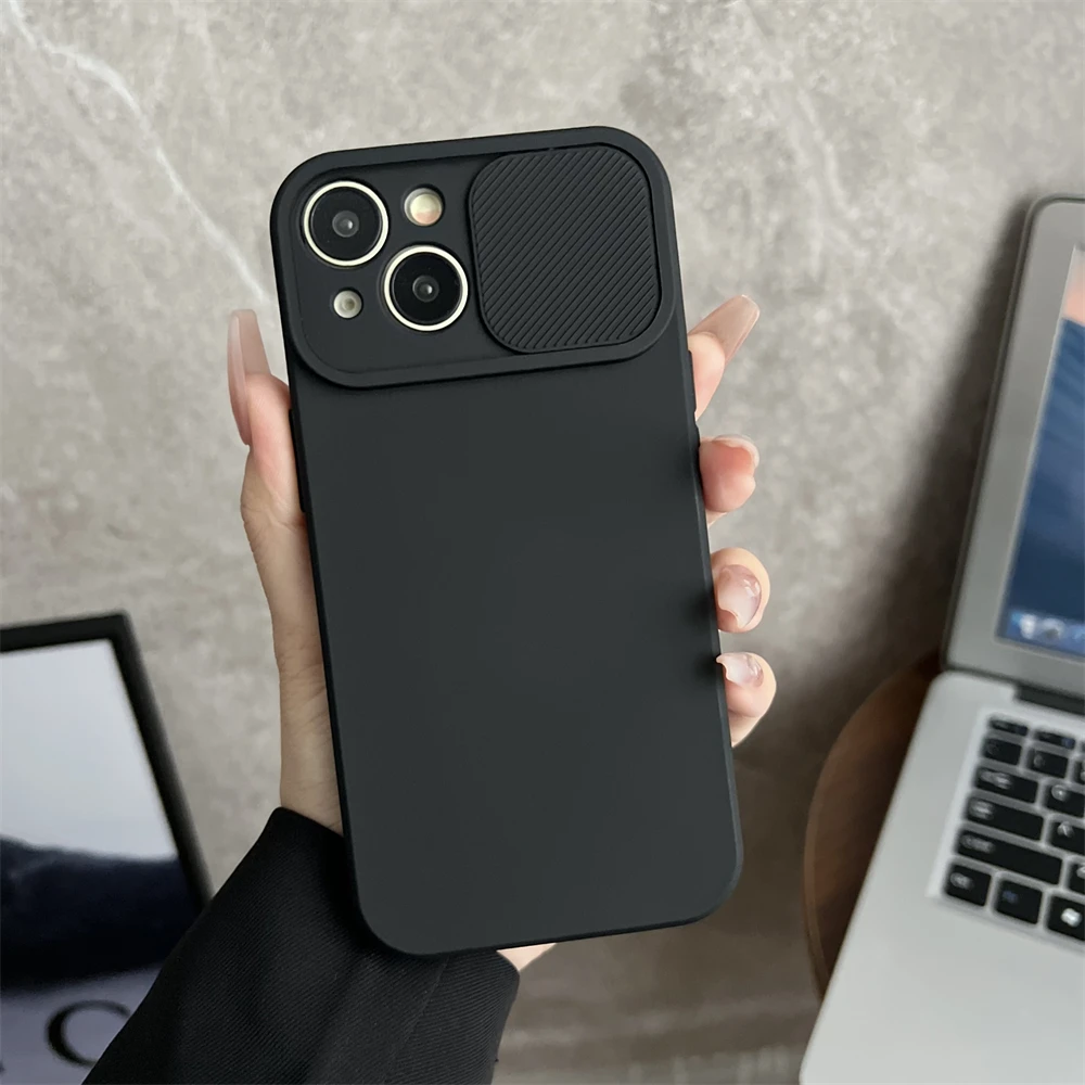 Solid Color Slide Camera Protection Shockproof Cover with Flip Lens Protection