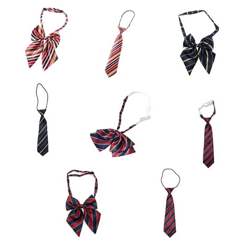 

Kid Striped Tie for School Graduation Boy Neckties Bow Tie for Kid Pre-tied Ties For Boy Pre-tied Neckties Uniform Tie