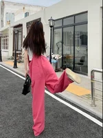 Pink Denim Overalls For Women Loose Slimming High Waist Straight Wide Leg Pants Student Style Jumpsuits - Image 4