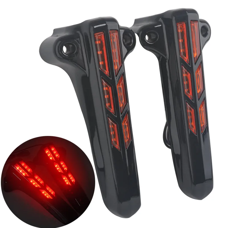 

Motorcycle Front Lower Fork Leg Slider Cover LED Light For Harley Road King Street Electra Glide EFI Ultra Classic 2014-2019 New