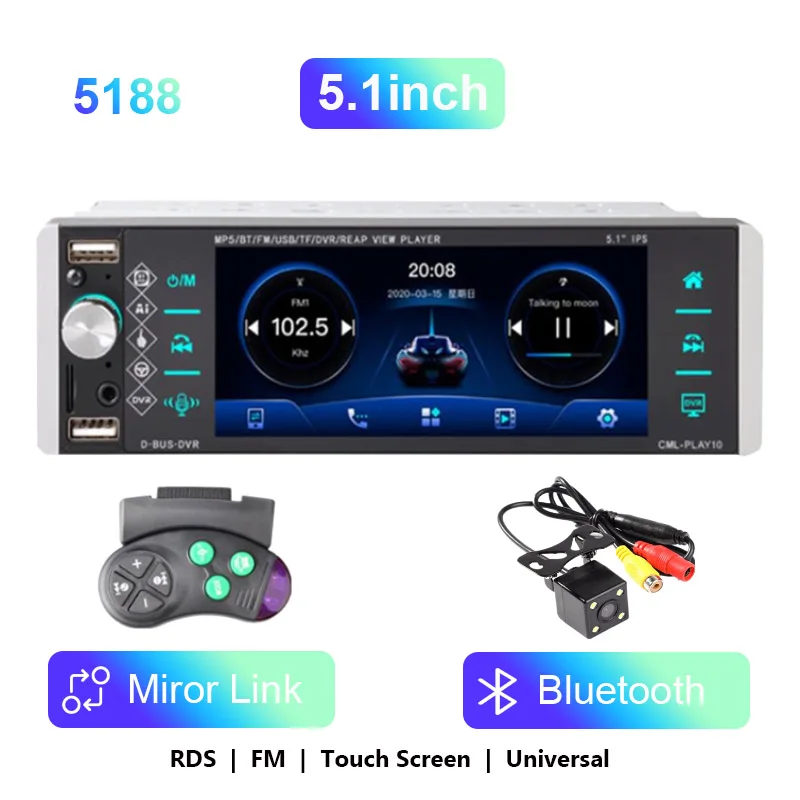 Autoradio à écran tactile, lecteur MP5, activation vocale, lecture