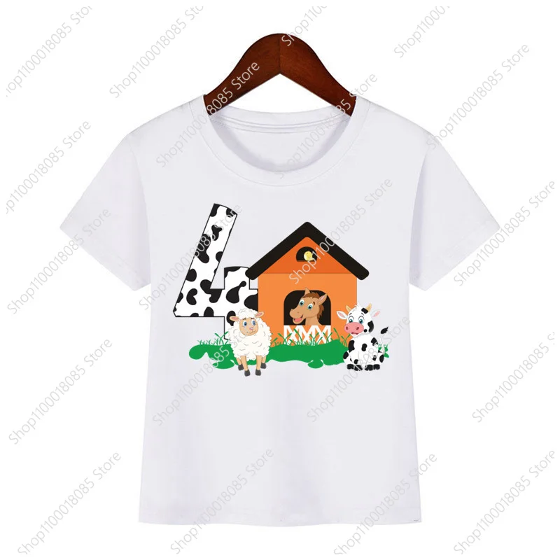 Kids Cow Farm Animal Birthday Party Shirt T Shirts Boys Any Name My Boy Clothes Tops Family Matching Outfits 3