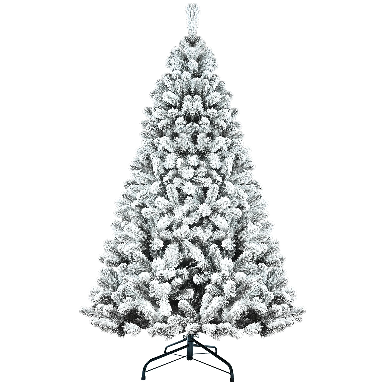 4/5/6/7/7.5/8FT Flocked Christmas Tree Artificial Holiday Xmas Tree with Metal Stand for Home Party Office Decorations NO Light