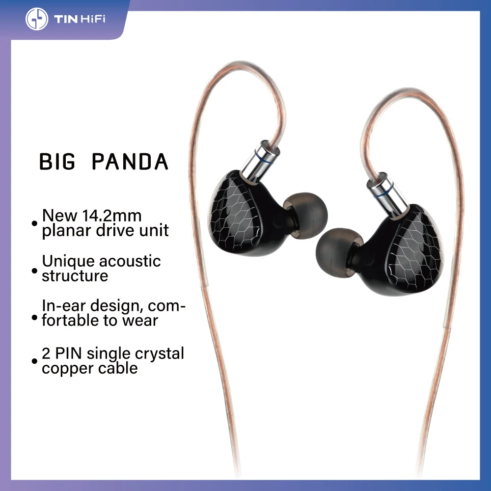 

TINHIFI P1 MAX BIG PANDA 14.2mm Planar-Diaphragm Driver HiFi in-Ear Earphones 2PIN Detachable Cable Comfortable to Wear p1 p2