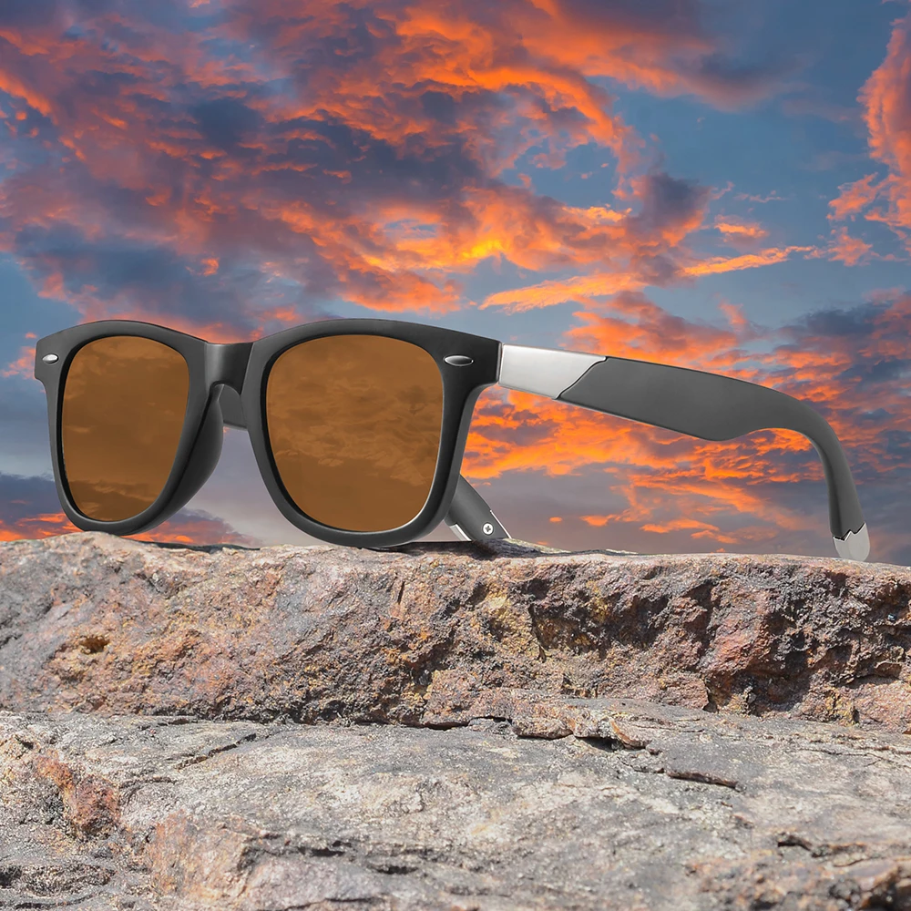 AOFLY Klassische Retro-Quadrat-Sonnenbrille für Herren, Metallnieten-Design, Unisex, zum Fahren, Angeln, Vintage, UV400, langlebig, modisch, Damen – Detail 1