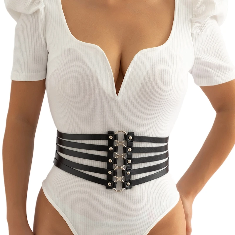 

Gothic Multi Layer Lift Up Female Waist Corset Wide Faux Leather Belt Women Fashion Slimming Waistband Elastic Corsets M6CD