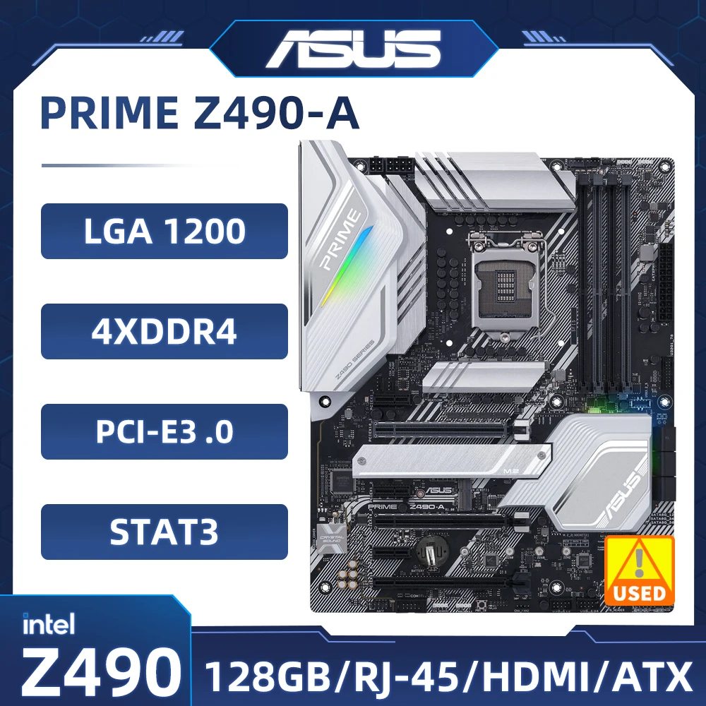 Scheda Madre Intel Z490 Lga1200 Scheda Madre Asus Prime Z490-A Ddr4 Pci-E 3.0 128Gb Hdmi Usb 3.2 M.2 Atx Per Cpu Core Di Decima Generazione