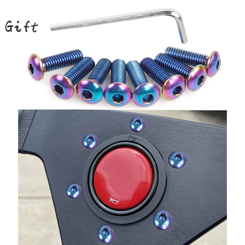 Steering Wheel Aluminum Alloy Bolts 6PCS Fits Most Steering Wheels