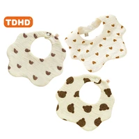 TDHD 3 pièces bavoirs d'alimentation pour bébé en gaze de coton été doux pétale bébé imprimé serviette bave nouveau-né enfant en bas âge bébé rot tissu enfants 5