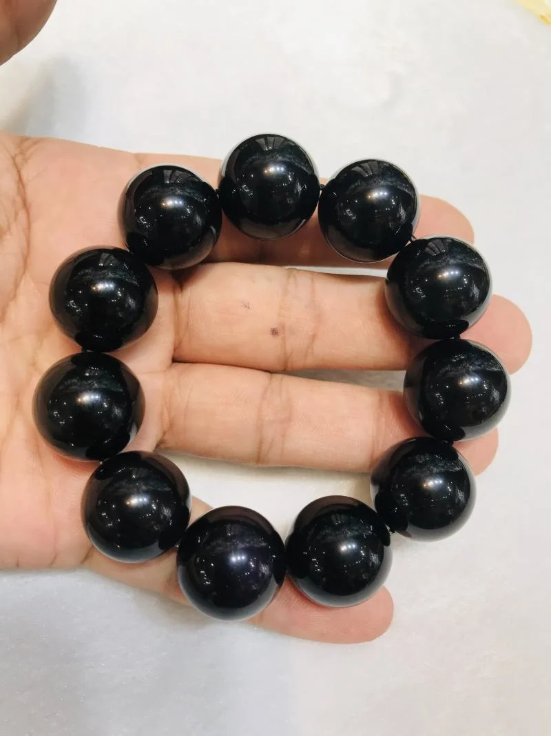 Bracciale in ossidiana nera, bracciale con perline di cristallo per uomo, bracciale personalizzato, gioielli fatti a mano per lui, regalo di anniversario per lui, regali di compleanno - Italia