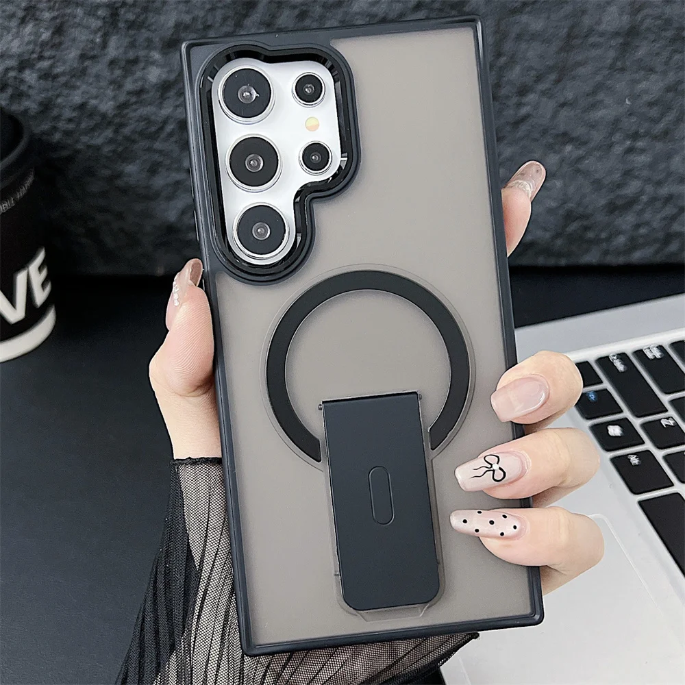 Enhanced Magnetic Wireless Charging Stand Holder Case with Matte Luxury Finish